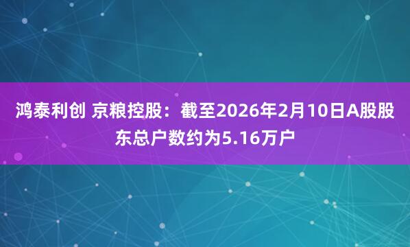 鸿泰利创 京粮控股：截至2026年2月10日A股股东总户数约为5.16万户